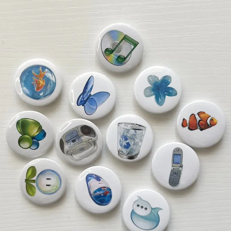 Frutiger Aero (1pc) 1.25 in Pin Button Badge - Fashion Accessory, Shirt/Tie Pin Back Accent