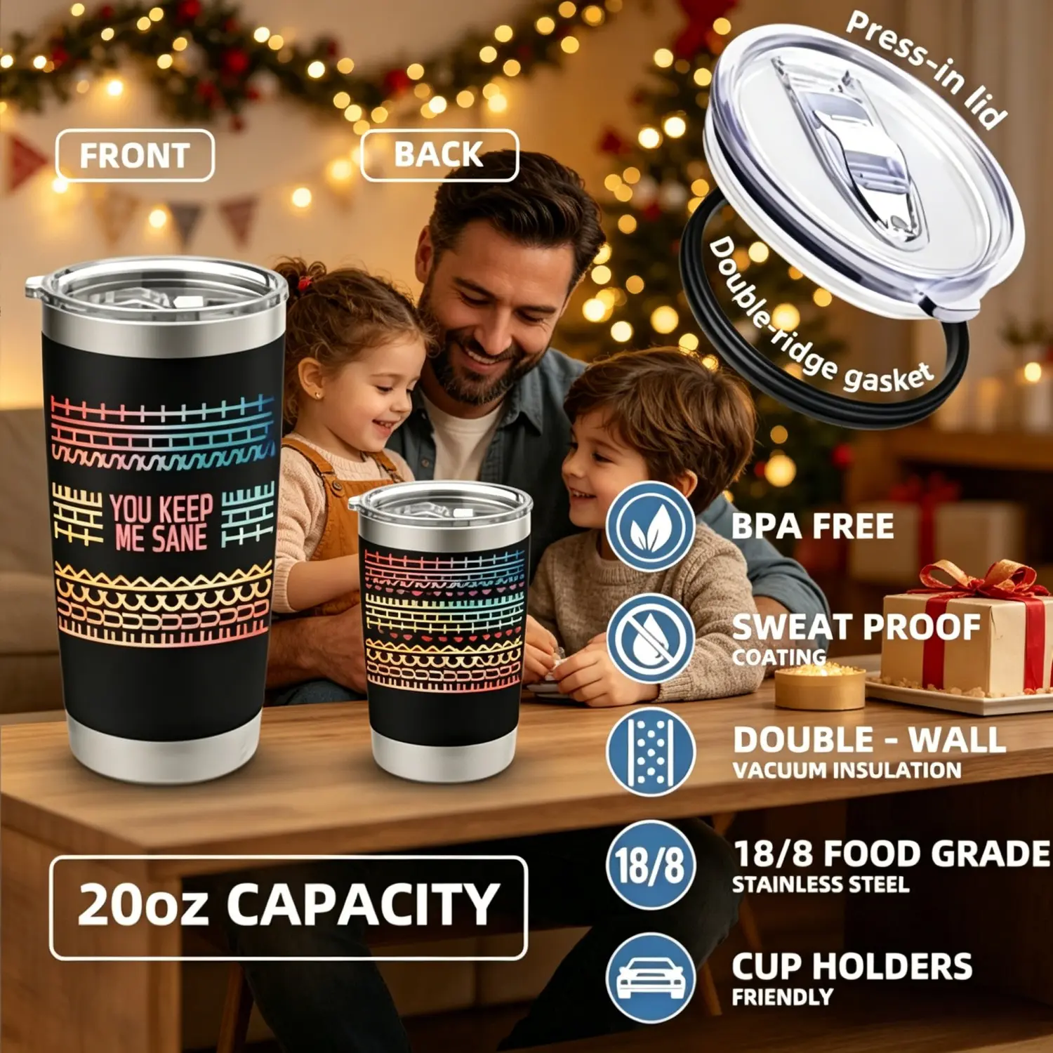 20oz 304 stainless steel travel mug, Insulated Travel Cup, Insulated Drinkware, daily coffee cup Father's Day gift for dad family outdoor leisure drinking portable leak safe companion mug