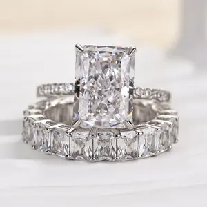 Effinny Radiant Cut 3.5ct Wedding Ring Set,5A Cubic Zirconia Promise Ring, Bridal Set Rings,Anniversary Ring for Women Outdoorfun