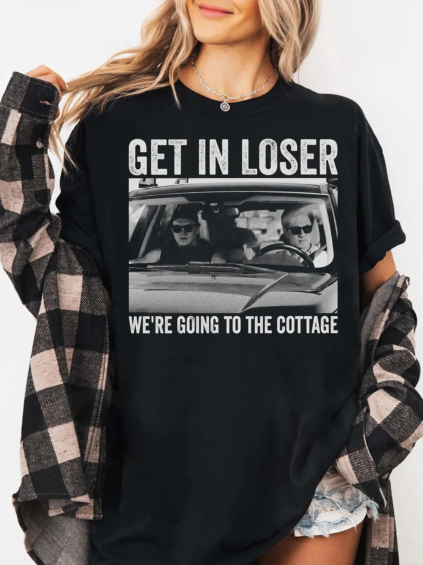 Get In Loser We're Going To The Cottage, Heated Rivalry, Im Coming To The Cottage Graphic Fitted Casual Women Top Womenswear Tee, Streetwear