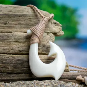 Fish Hook Necklace - Hand Carved