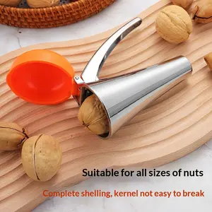 【 money gifts】 Walnut Sheller, Non Slip Nut Shelling Clamp, Kitchen Multi-Tool with Splash Resistant Brown Lid, Long Lever and Spring Reset Pecan Clamp, Sturdy Nut Bottle Opener