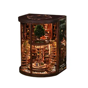 Wooden DIY Book Nook Model Kit for adults tiny home Vintage Abstract Renaissance Style, 3D Hand-Assembled Booklet Toy House, Miniature Dollhouse Kit, Birthday Gift