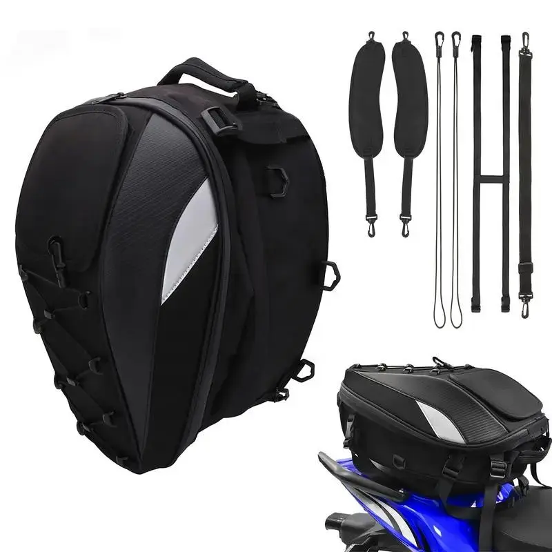 Motorcycle Seat Tail Bag Saddlebags Dual Use Backpack Waterproof Helmet Storage Bags for Luggage Motorcycle Dirt Bike Moto Accessories
