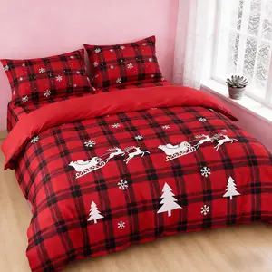 3-Piece Printed Polyester Bedding Set, Soft Winter Comfort, Holiday Bed Decor, Cozy Winter Atmosphere,