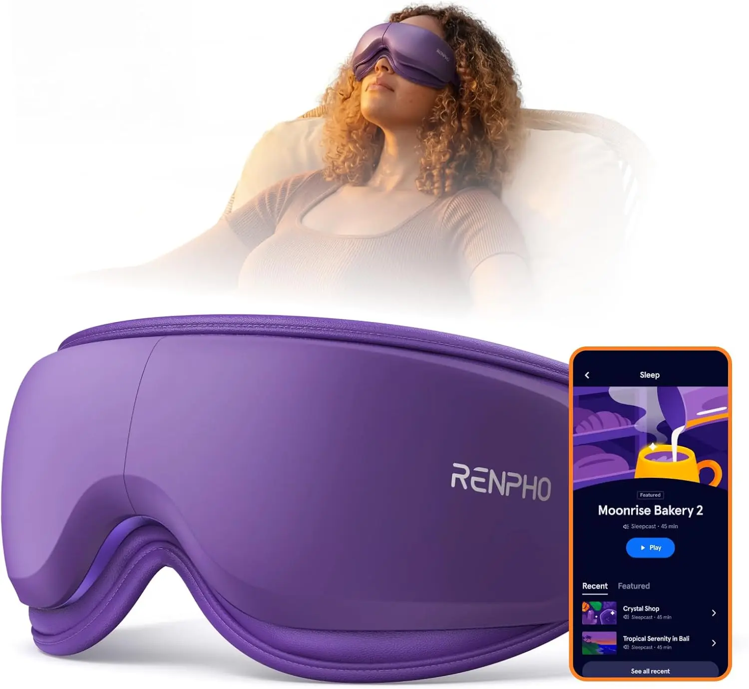 Renpho Eyeris Zen Eye Massager with Heat & Guided Meditation by Headspace, Ultra-Quiet Bluetooth Aid for Stress Relief, Relaxing Self Care Gifts, Self Care Products, Relaxing Gifts