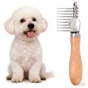 Pet Dematting Comb for Dogs & Cats, Gently Removes Undercoat Mats & Tangles, Fluffs Fur, Ideal for Poodles, Golden Retrievers & Long Haired Pets. Stainless Steel Grooming Tool for Loose Dead Hair perros para cepillo