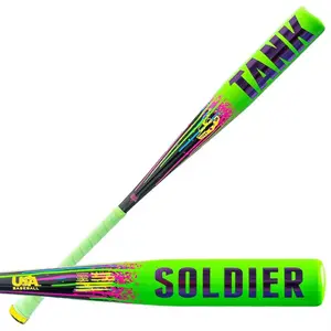 Soldier Tank Baseball Bat for USA , Neon & Black, -10/-8/-5, 2 5/8" Barrel, Carbon Fiber End Cap, Elite Performance