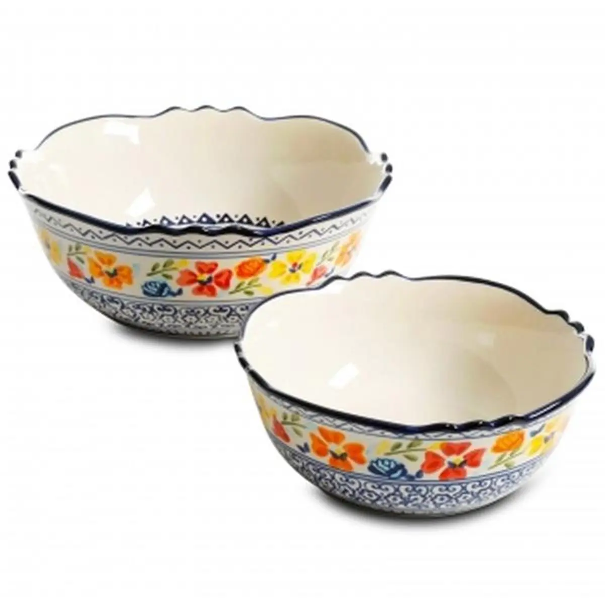 Gibson Hand-Painted 2-Piece Luxembourg Elegant Dinnerware Serveware Set - European Kitchen & Tableware Bowls for Family Dinner, Mixing