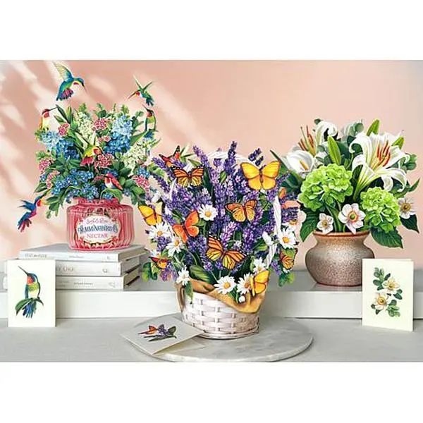 Crafts & Sewing Freshcut Paper Set of 3 Classic Floral Pop-Up Bouquets