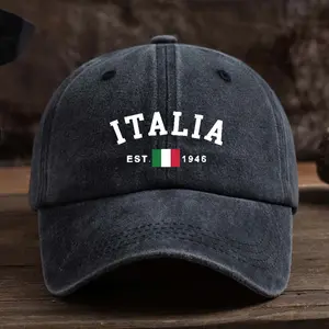 Italy Flag Washed Baseball Cap, Vintage Adjustable Dad Hat for Men Women, Italian National Colors Outdoor Hat