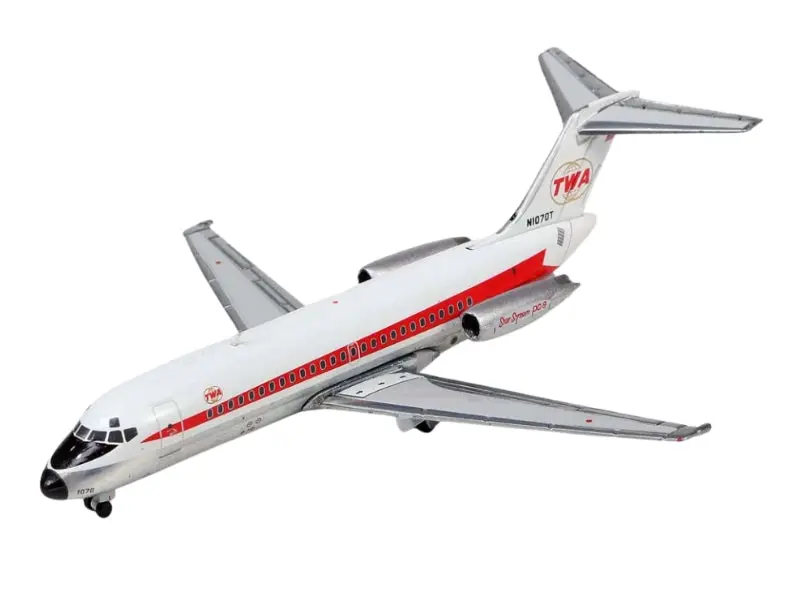 New 1:400 Scale Trans World Airlines Boeing DC-9-15 Metal Diecast Aircraft Model - N1070T Livery, Collectible Display Item - 400008
