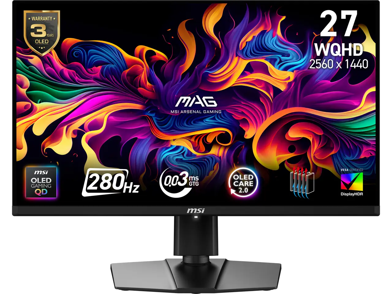 MSI 27" 280 Hz QD-OLED 2560 x 1440 (QHD) Gaming Monitor FreeSync (AMD Adaptive Sync) MAG 271QP MAG 271QP QD-OLED X28