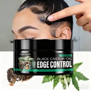 100g Black Castor Oil Edge Control Hair Styling Gel – Strong Extreme Hold, Non-Greasy, Hydrating, Natural Fresh Scent, Enriched with Rosemary, Coconut Oil and Argan Oil Extracts for Moisturizer, Long-Lasting Smooth Finish Haircare
