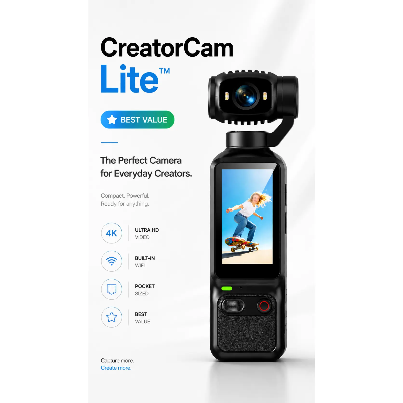 CreatorCam Lite™ - Ultra HD Vlogging Camera with WiFi