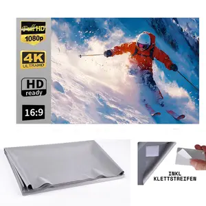 100 inch projector screen, foldable portable movie screen (221 * 125cm), suitable for home theaters, parties, offices, classrooms, outdoor and indoor, easy to install high-definition projector screen