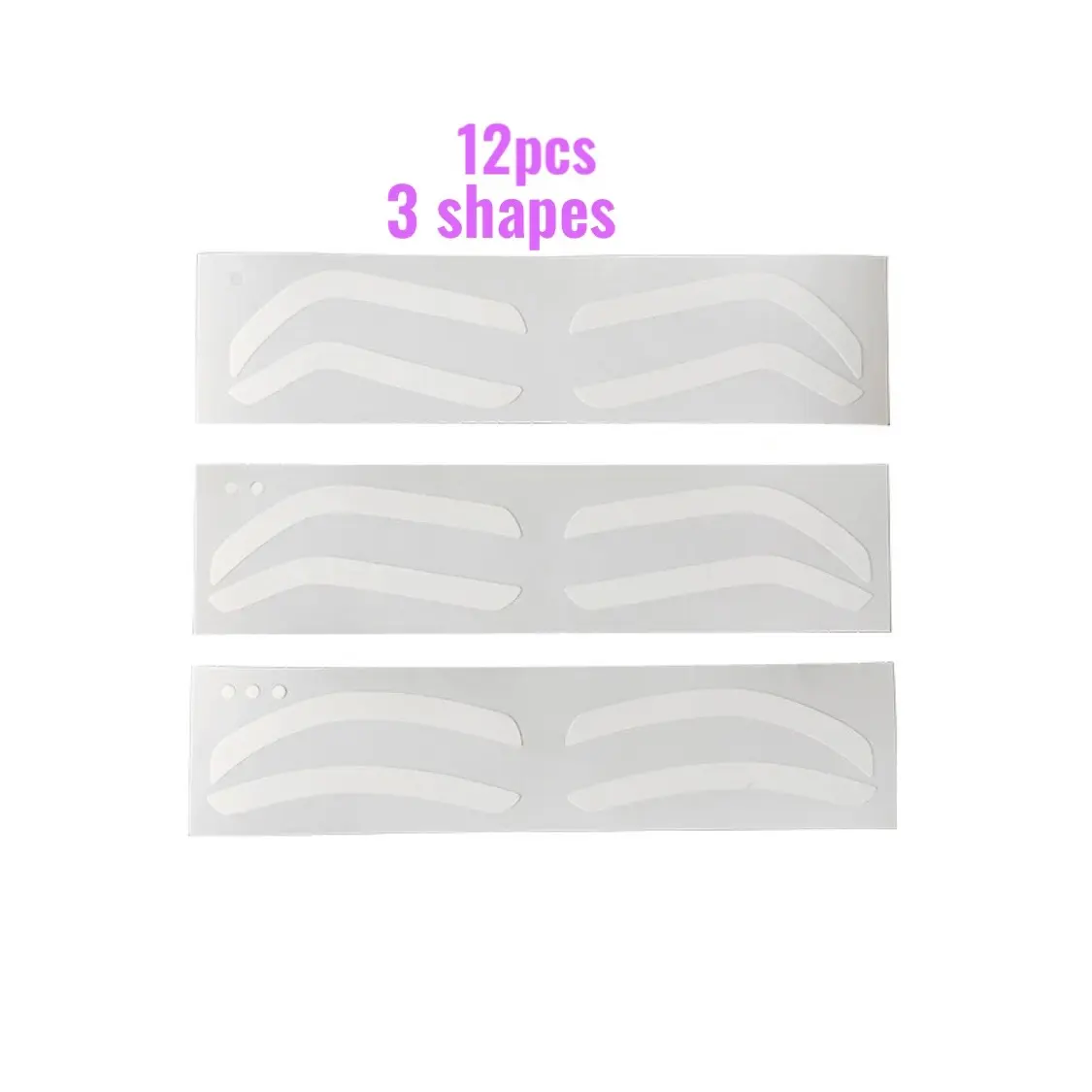 Ready Shape Tape Brow Stencils - 12pcs Set 3 Shapes for Makeup and Cosmetic Use