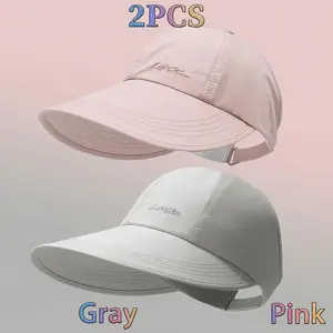 2 Pack Sun Protection Baseball Caps  Women and Men Lightweight Adjustable Hats with Velcro Closure Breathable Acrylic Fabric Extra Large Brim  Summer and Spring for