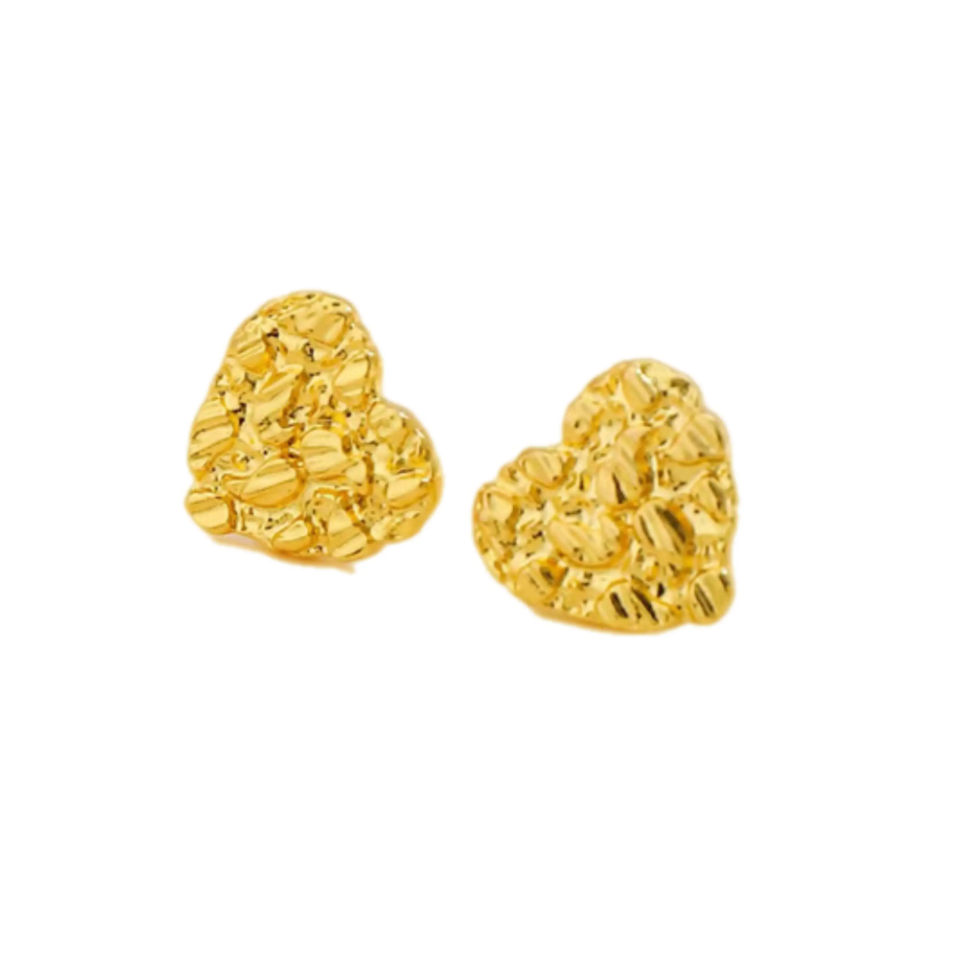 24K Nugget Heart Earring