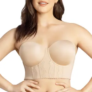 PARFAIT Elissa P50116 Women's Non-slip Full Bust and Full Figure Supportive Seamless Foam Padded Strapless Longline Bra and Bustier Top
