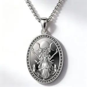 March Goddess Pendant Necklace Witch Hecate Box Chain Fashion Accessories