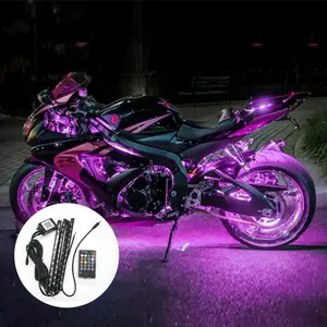RGB Dual Mode Control APP & Remote Control LED Motorcycle Car Atmosphere Foot Light, 1 Set Waterproof Sound Control 12V Motorcycle Decorative Light Strip