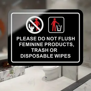 Bathroom Sign Restroom Sign Please Do Not Flush-Wips, Feminine Hygiene Products, Paper Towels,Tissues,Trash,Acrylic Sign (7.87 X 5.91inch7.87x5.91inch)