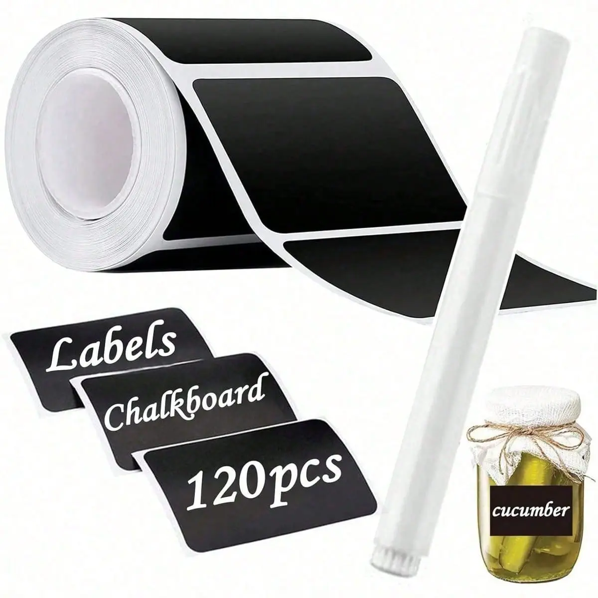 [Waterproof Labels with Label Pen] 120 Waterproof Chalkboard Labels ...