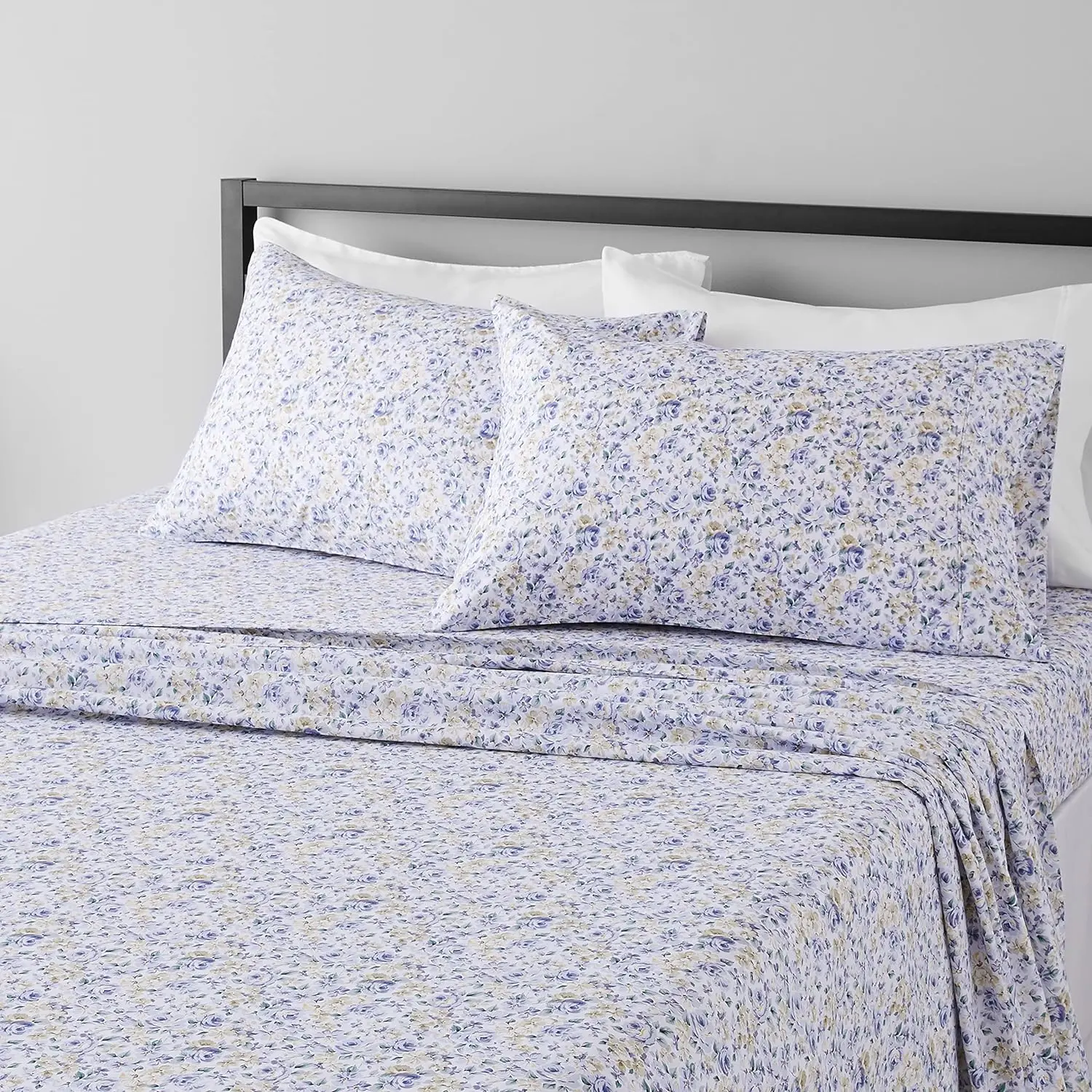 Lightweight Super Soft Easy Care Microfiber Bed Sheet Set with 14-Inch Deep Pockets - Queen, Blue Floral mattress toppers sheets