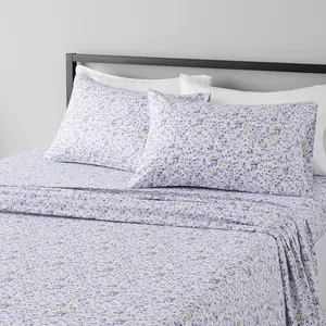 Lightweight Super Soft Easy Care Microfiber Bed Sheet Set with 14-Inch Deep Pockets - Queen, Blue Floral mattress toppers sheets