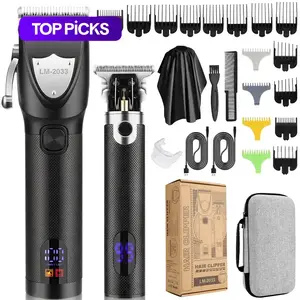 Electric Hair Trimmer, 1 Set Multifunctional Portable Rechargeable Trimmer Cordless Hair Trimmer Shaver for Men, Hair Clipper with Display, Hair Trimmer Kit