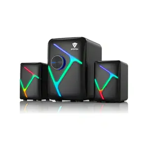 SPKPAL 2.1 Computer Speakers For Desktop With Subwoofer, Dynamic RGB PC Speakers With 11W Stereo Sound, USB Powered Multimedia Speaker System With 3.5mm AUX-In For Laptop, Tablet, Monitor, Phone