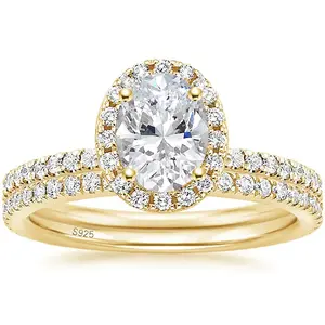 EAMTI 1.5CT Oval Cut Women's Bridal Rings Sets