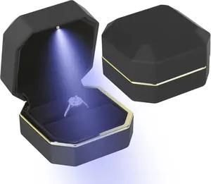 Luxury LED Jewelry Ring Box Black