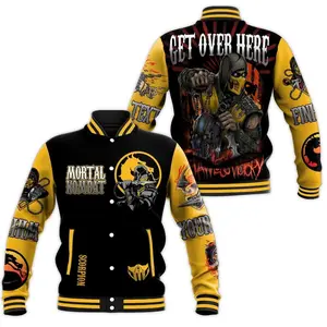 Mortal Kombat Varsity Jacket, Fight Quote Graphic Design, Gamer Streetwear Style, Trendy Unisex Casual Outfit Gift