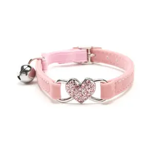 Cats Collar Puppy Safety Collars with Bell and Heart Decor Multiple Colors