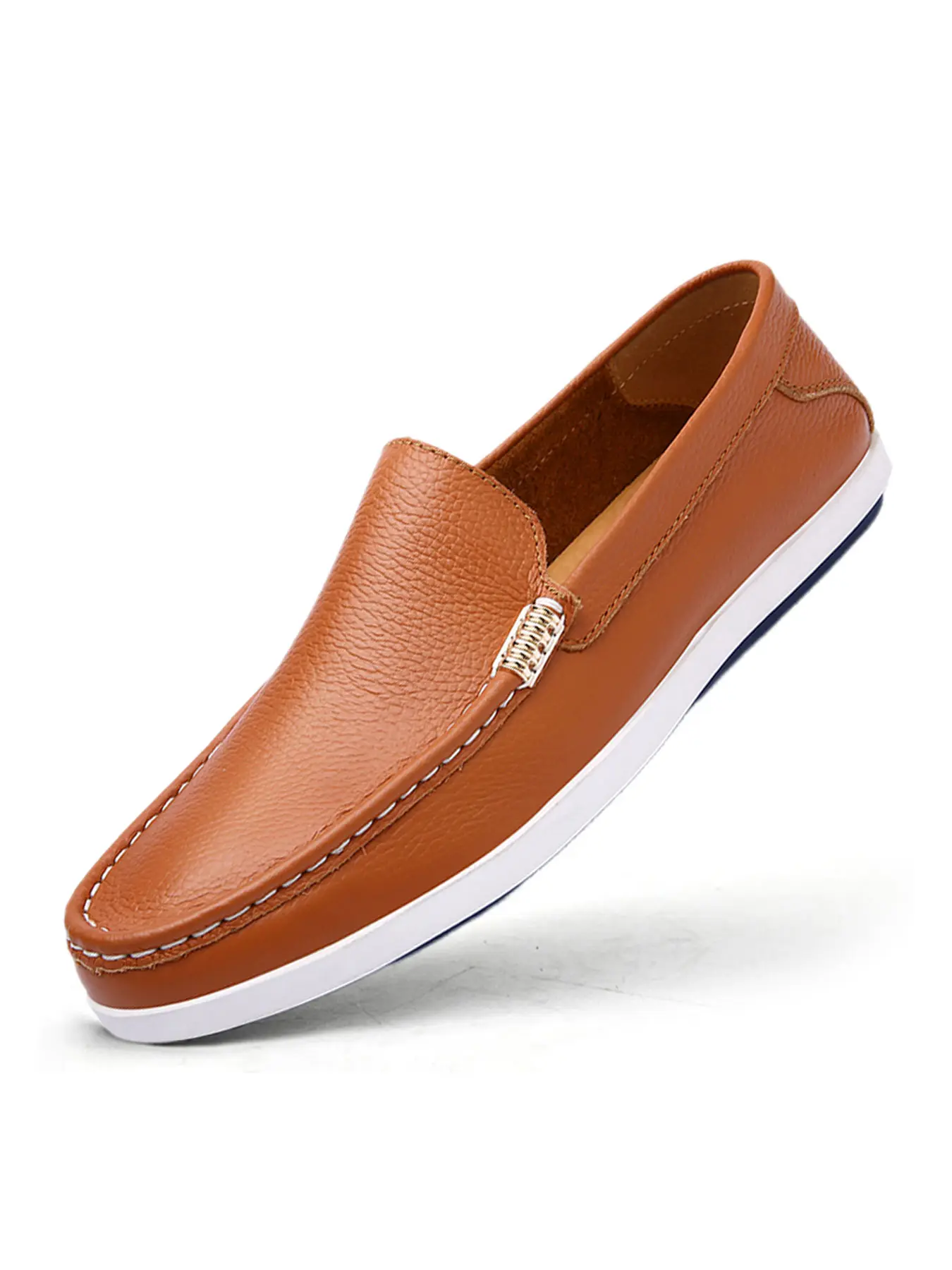 Men's Breathable Genuine Leather Slip-On Flat Shoes, Soft Cowhide Casual Fashion Footwear for Fall, Stylish and Comfortable Men's Fashionable Casual Loafers