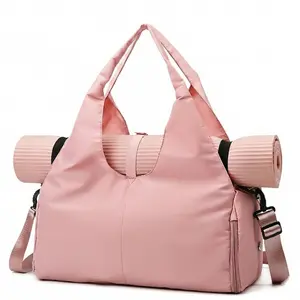 Large Gym Bag with Wet Pocket & Mat Strap, Yoga Mat Duffle Bag for Women, Sports Travel Bag for Workout, Pilates & Swimming