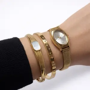 Watch + Bangle Bundle - Gold-Tone Watch with Elegant Bangle Set for Stylish Accessory Lovers