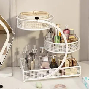 Cosmetic Skincare Organizer Rack, Bathroom Sink Desktop Storage Holder, Lipstick Makeup Brush Partitioned Storage, No Ca Prop 65 Warning