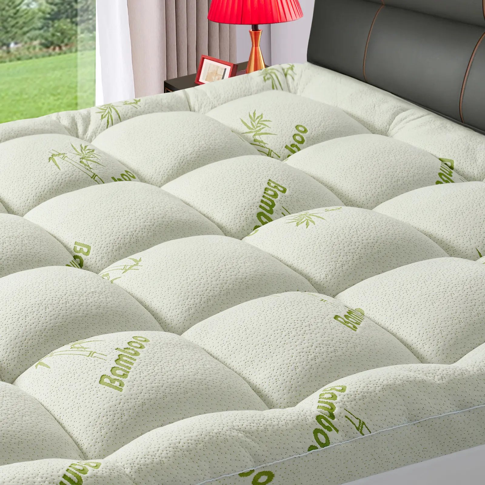 Bamboo Extra Thick Mattress Topper for Back Pain,1000 GSM Quilted Fitted Mattress Pad Pillow Top Mattress Cover with Deep Pocket Up to 21 Inches,back to school,back to school shopping,home decor