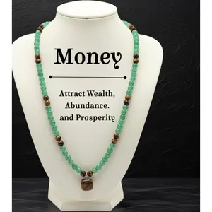 Wealth & Abundance Manifesting Genuine Green Aventurine-Tiger Eye Money Magnet Necklace, Crystal Stone, Gemstone Beaded, Green Aventurine, Healing Crystal Pendant Gift, Crystal Stone Necklaces, Gemstone Beaded Necklaces Prosperity freak gifts for her