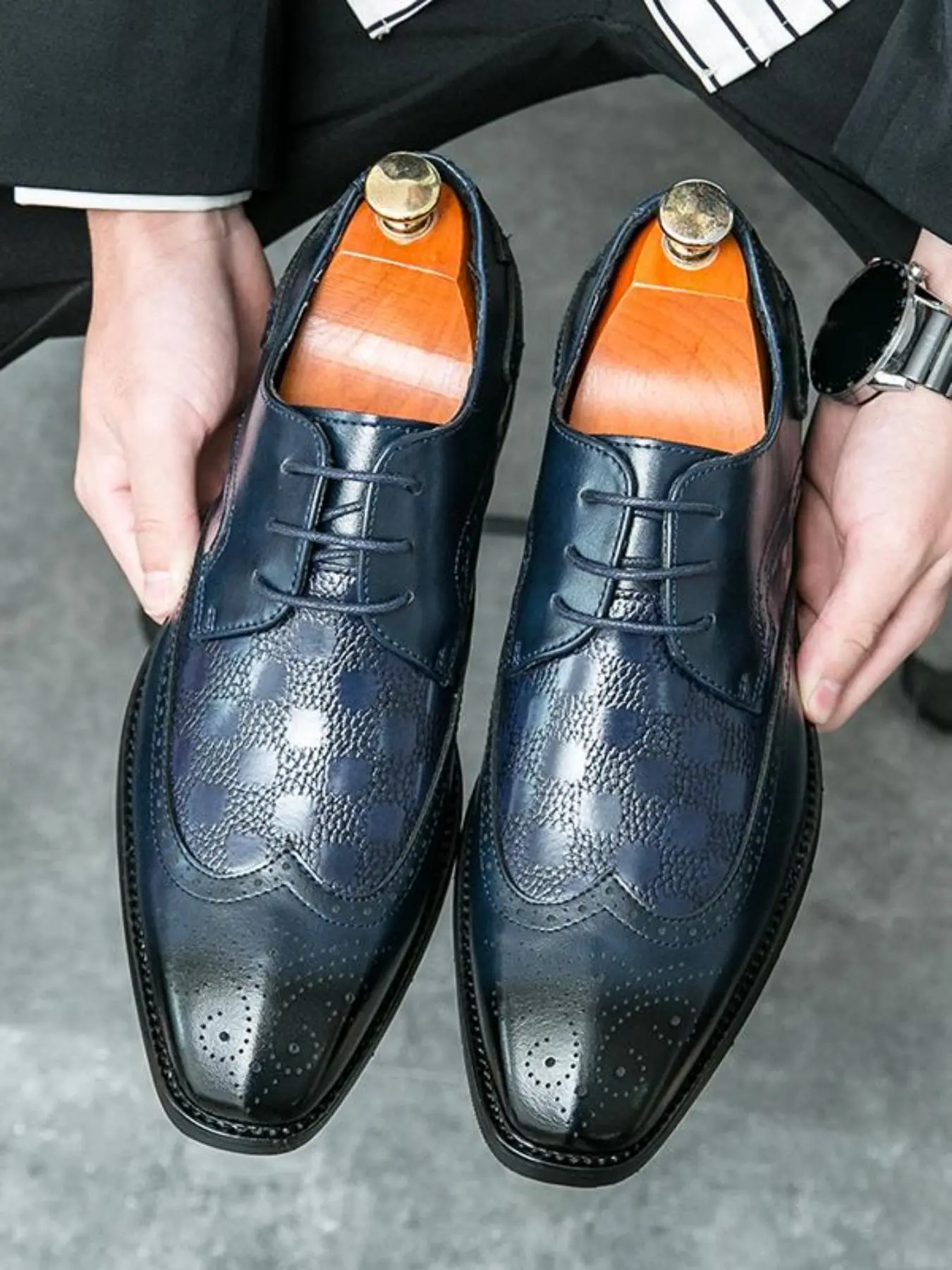 Men's Business Formal Oxford Brogue Decor Lace Up Dress Shoes, Fashionable Closed PU Leather Shoes for Work Office, Male All-match Shoes for Daily Wear, Business Style Footwear