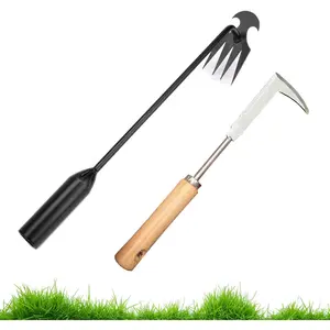 2 Pack Weed Puller Tool, Including a 4- Uprooting Weeding Tool and an L-Shaped Crack Weeder Tool, Ideal for Planting, Weeding, Sidewalk, and Patio.
