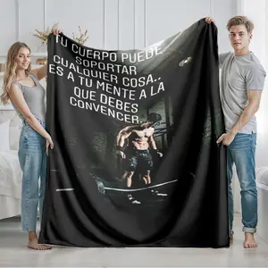 1 piece Fitness motivation: Challenge the limits of your body, conquer the barriers within your mind. themed flannel blanket - Modern design flannel blanket, suitable for sofas and beds, all-season multi-purpose use, super soft and warm, digital