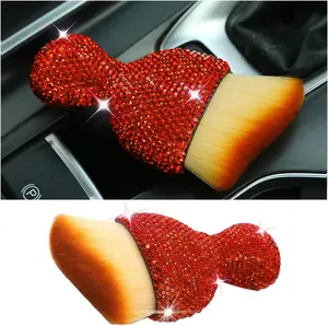 Zipelo Auto Interior Dust Brush, Car Detailing Cleaning Brush with Diamond, Bling Handle Soft Bristles Dusting Tool, Scratch Free Dirt Clean Brushes for Vehicle Air Conditioner Vent (Orange) zipelo
