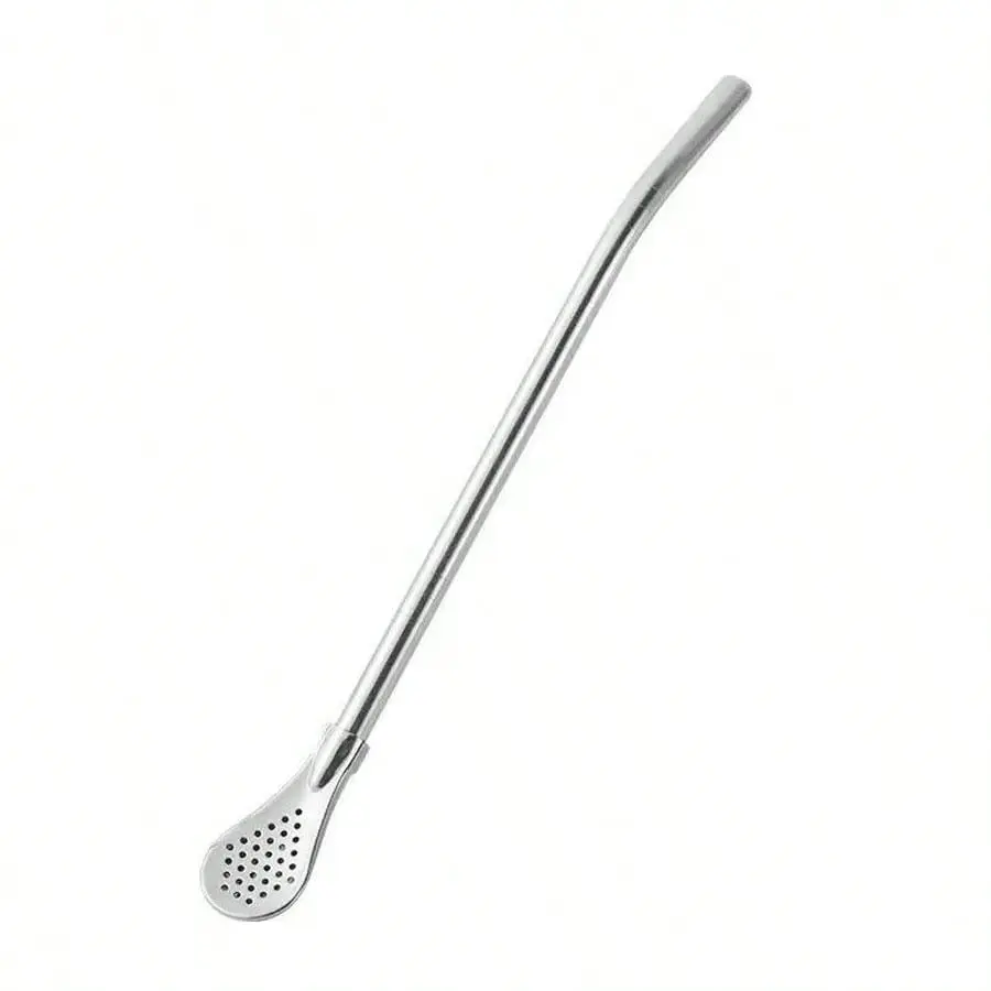 1 Pack 2 In 1 Reusable Stainless Steel Cocktail Coffee Stirring Spoon Straw, Multifunctional Drink Stirrer Tool, Portable Metal Stir Stick for Bar Home Drinks, Ideal Daily Use & Holiday Gift for Men Women