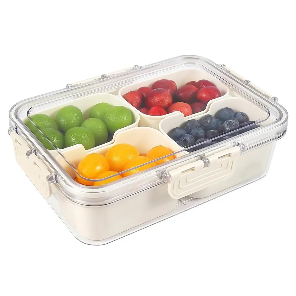 Clear Food Storage Box with Lid, 4/8 Compartments Snack Box, Charcuterie Container, Portable Snack Platter, Clear Organizer for Candy, Lunch Bento Box, Kitchen, Meal Prep Containers, Food Storage Containers, Containers with Lids