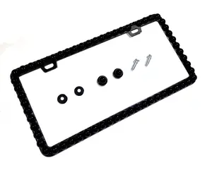 Dazzling Addiction 3D Bling License Plate Frame Big Chunky Black Pearls on Black Frame Made in USA Handmade 1 Row Holder Screw Caps Personalizable Customizable Customized Bedazzled Sparkly Gift for Her Girls Women 2 Holes Crystals Diamond
