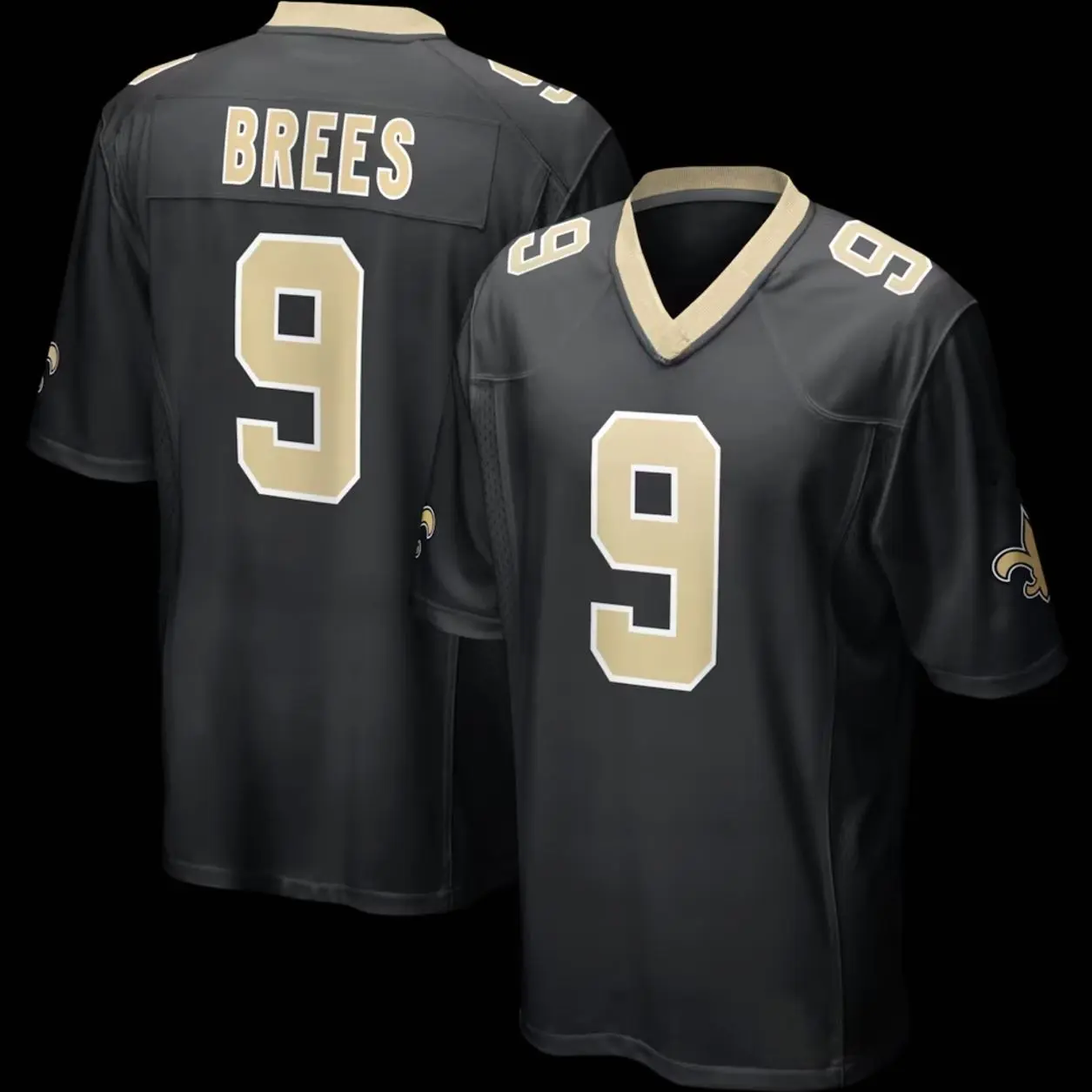 Unisex Football inspired by Brees 9 New Orleans Team Game Jersey - Black